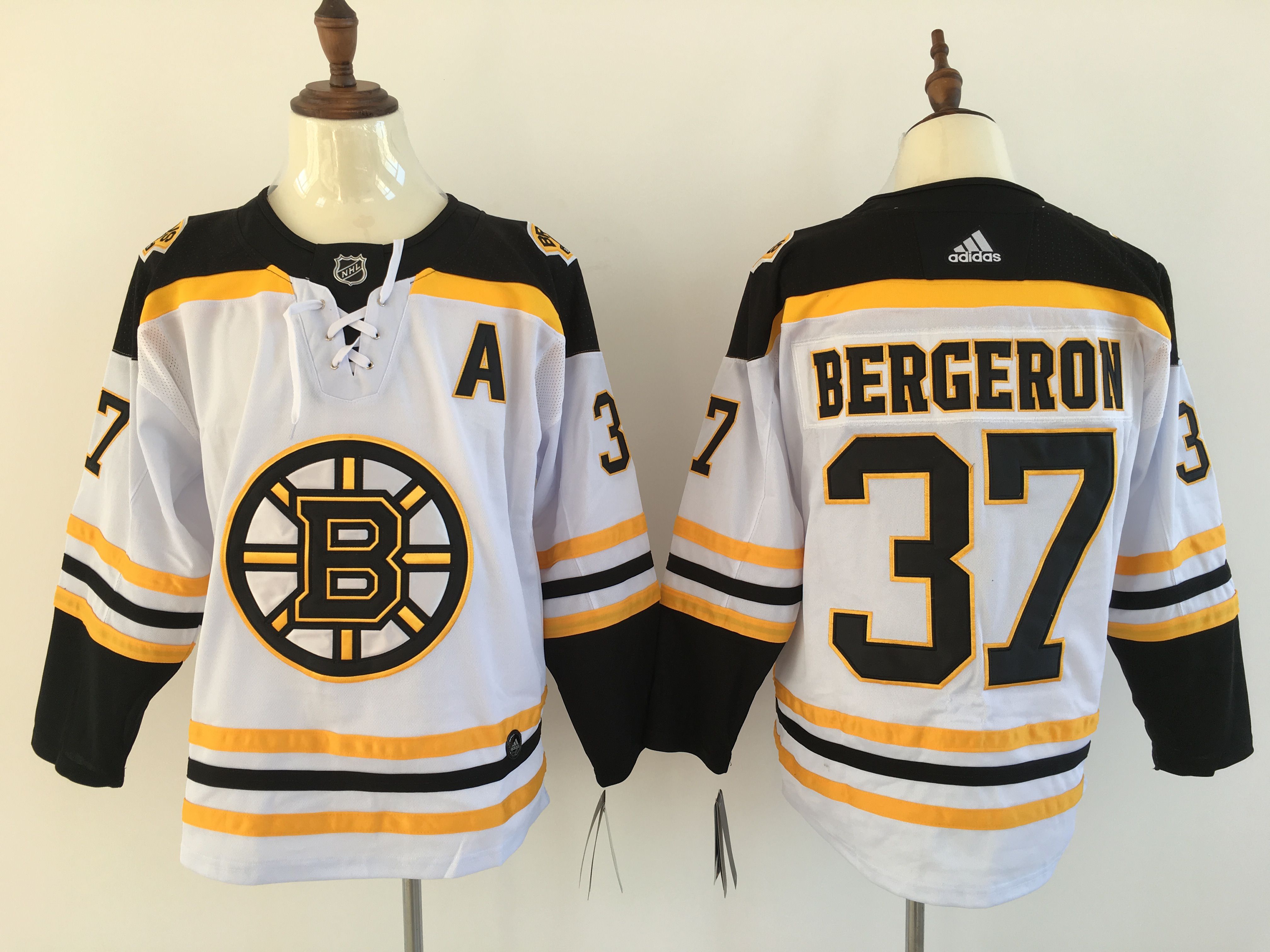 Men Boston Bruins 37 Bergeron White Hockey Stitched Adidas NHL Jerseys